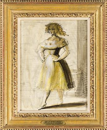 REGINALD MARSH Woman with a Yellow Dress.